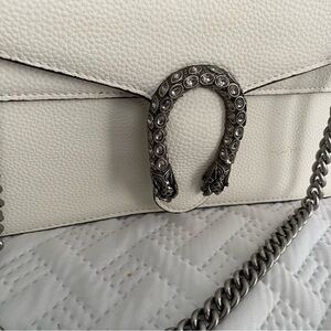 Chic White Crossbody Bag with Silver Accents